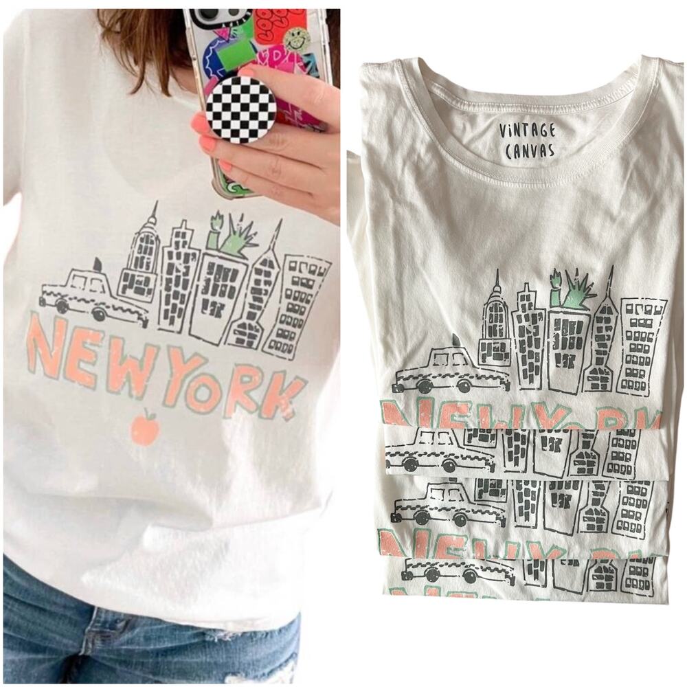 NWOT Bundle of 4 Vintage Canvas New York Pastel Graphic Tee